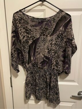 Miley Cyrus & Max Azria sheer animal print top “Y2K”